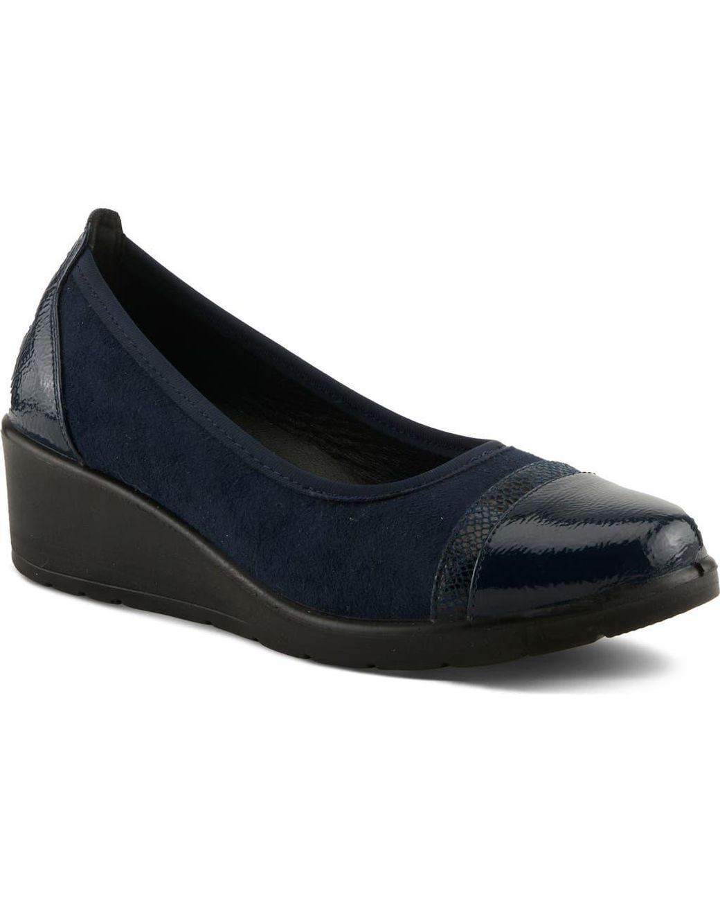 Flexus by Spring Step Blue Macadi Cap Toe Platform Wedge Pump