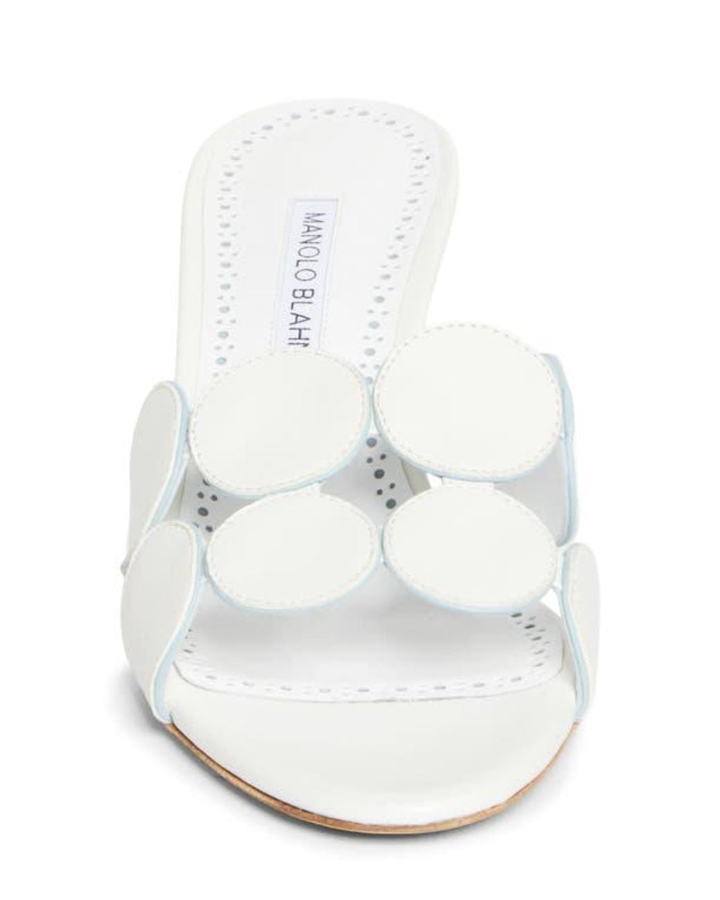 Manolo Blahnik White Haribalmu Kitten Heel Sandal