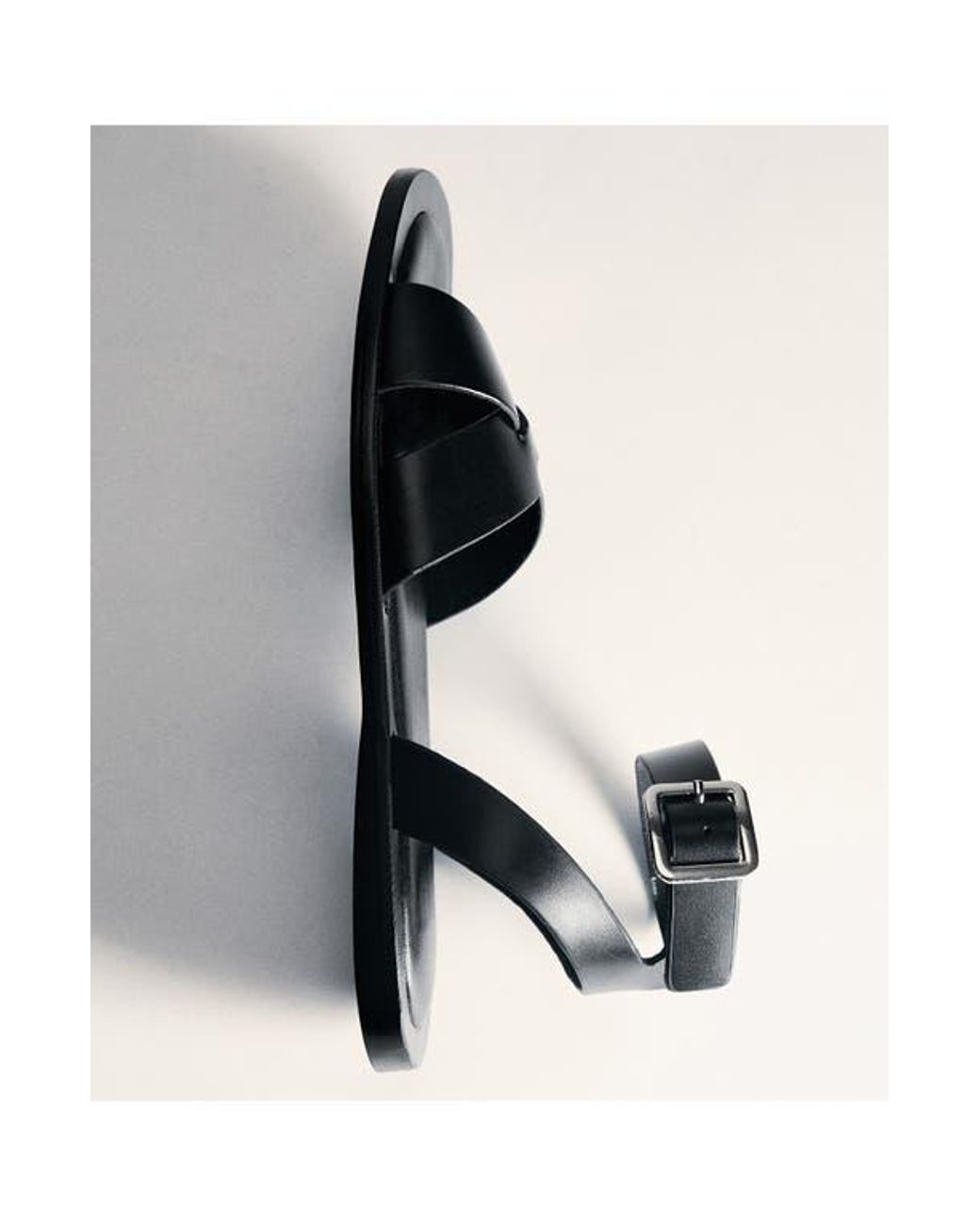 Mango Black Toe Loop Flat Sandal