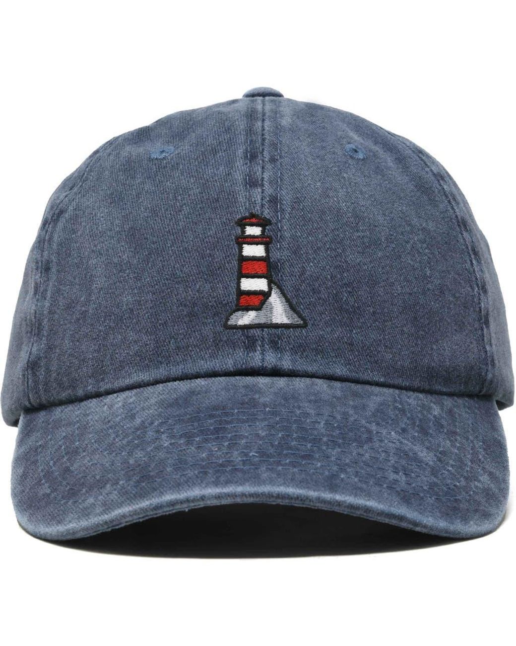 Alix Blue Lighthouse Embroidered Dad Hat