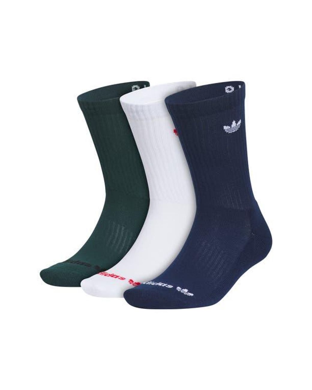 Adidas Blue Assorted 3-Pack Trefoil Performance Crew Socks