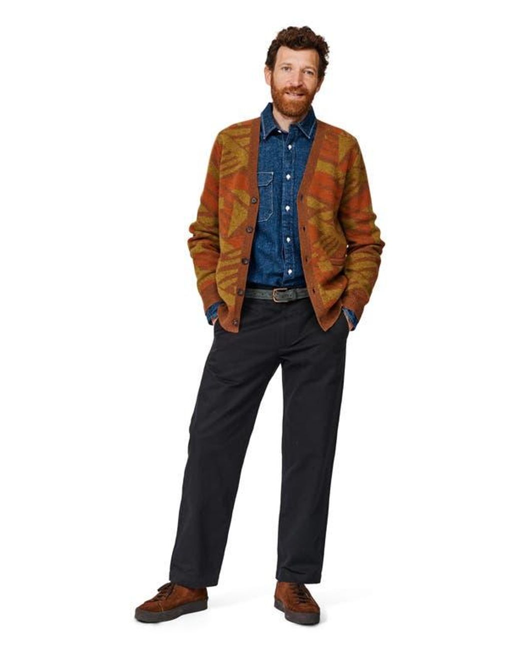 aubi Blue Blake Wool Cardigan for men