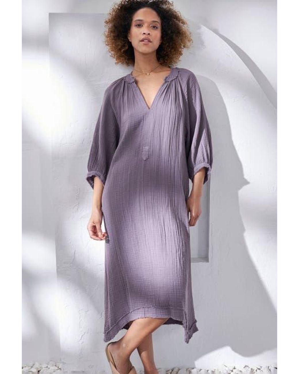 fitted lace wedding dress Vintage Starina Purple Floral Gauze Metallic Dress  The Curatorial Dept