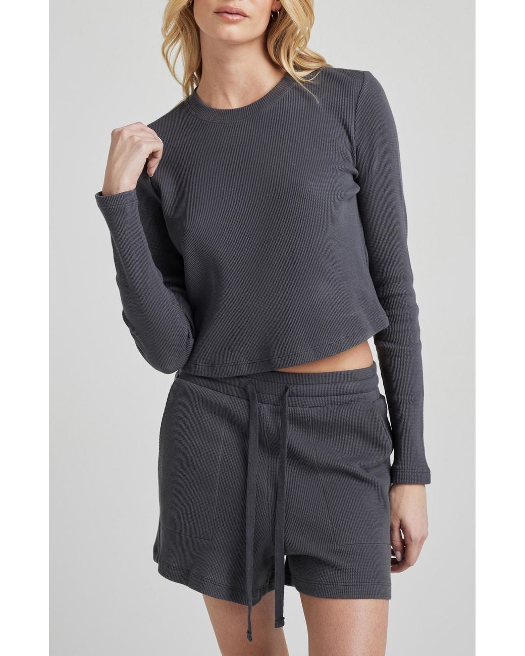 Losano Gray Organic Cotton Long Sleeve Crew