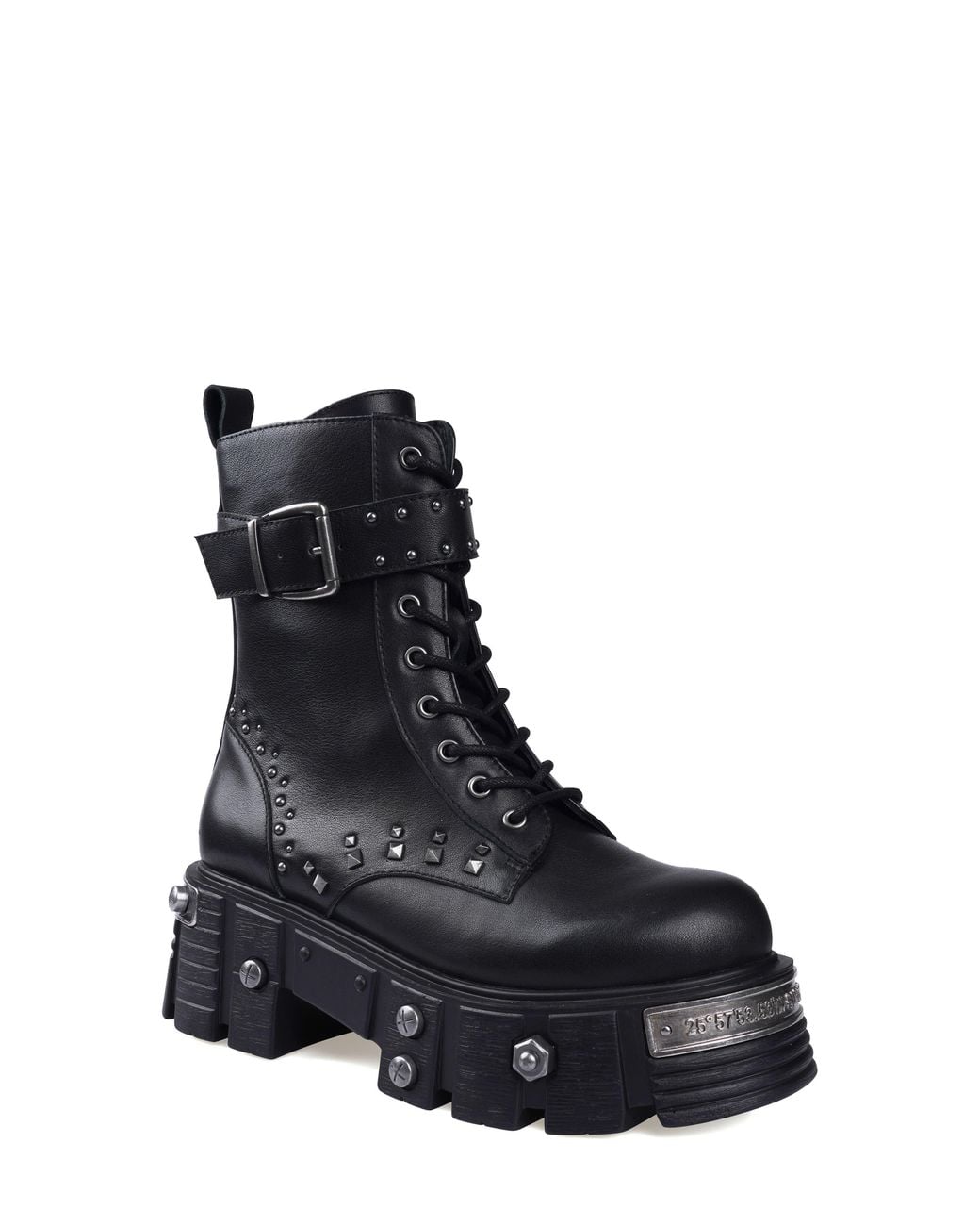 Zigi Black Monik Stud Lug Sole Combat Boot