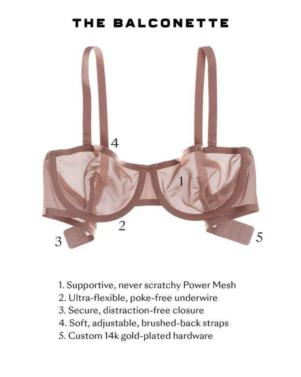 CUUP Brown The Balconette Mesh Underwire Bra