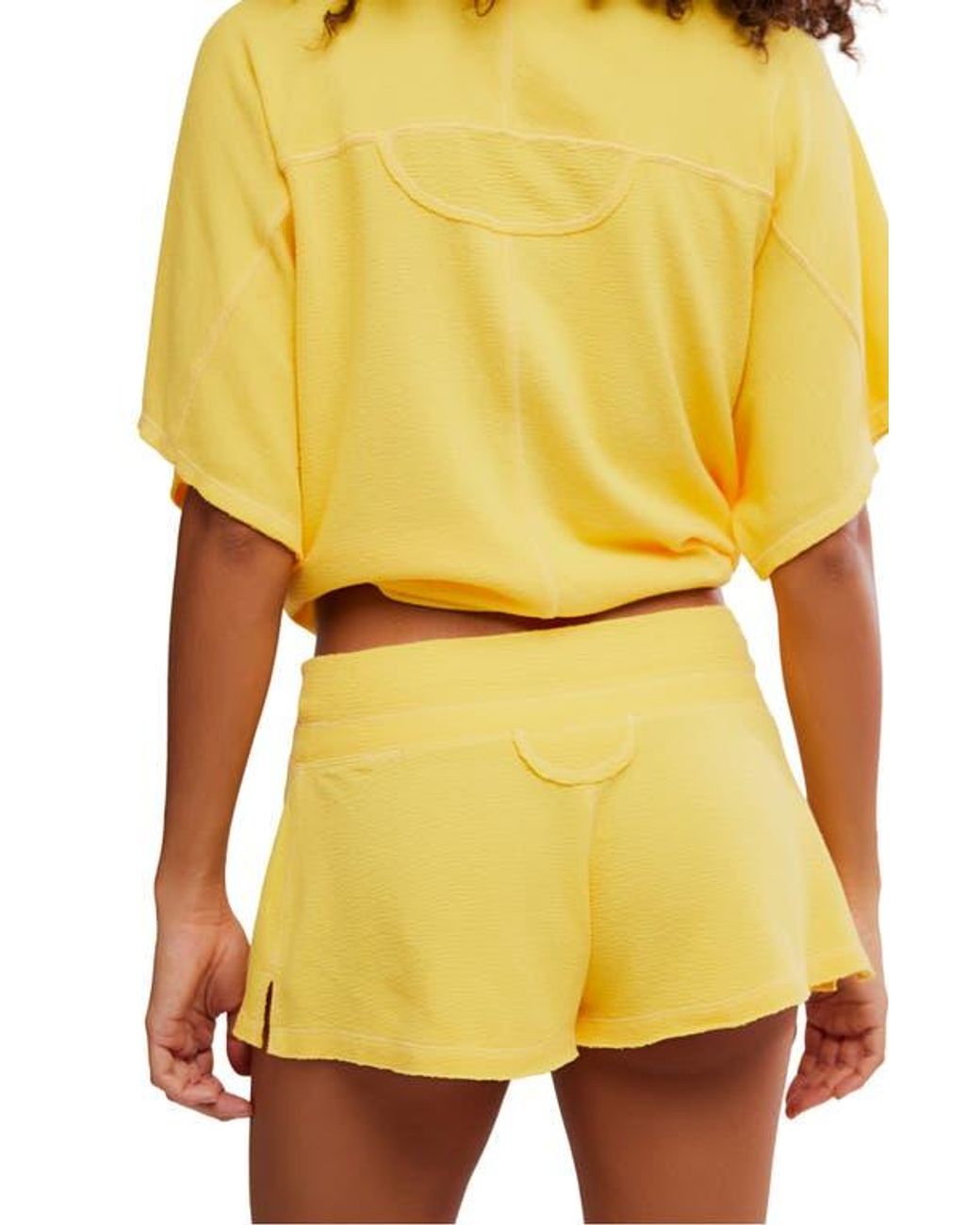 Free People Yellow Staycation Sleep Drawstrings Shorts