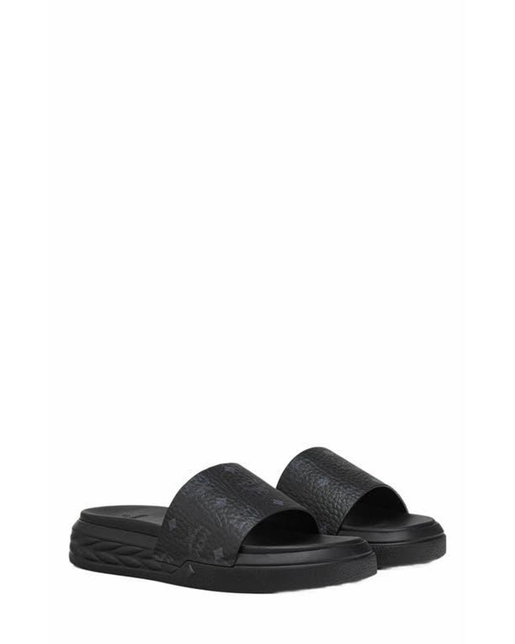 MCM Visetos Slide Sandals in Black for Men | Lyst display picture 1