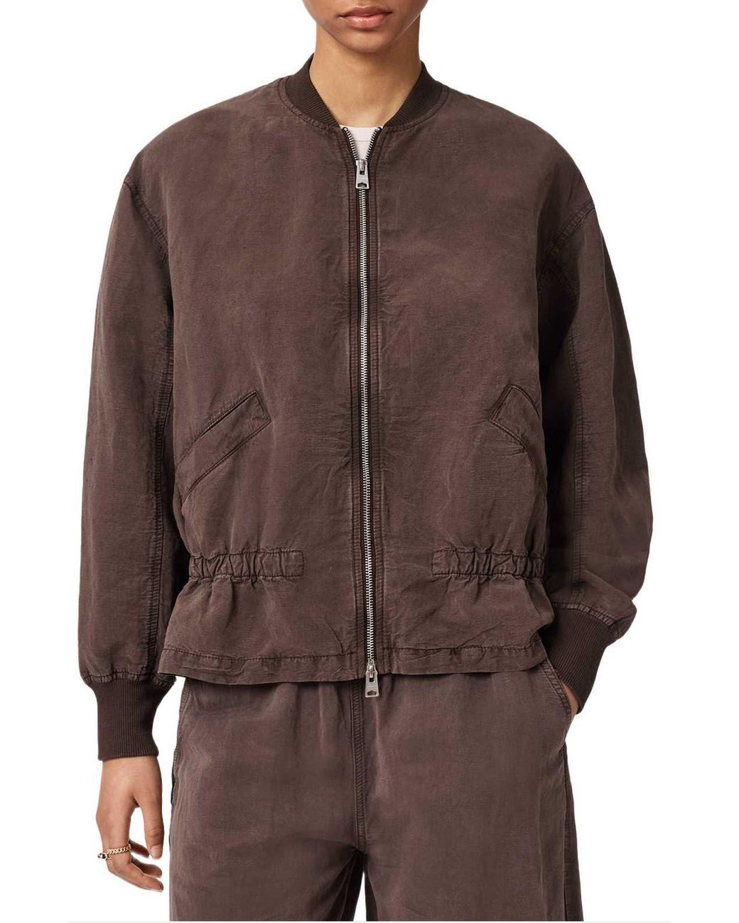 AllSaints Brown Sofi Bomber Jacket