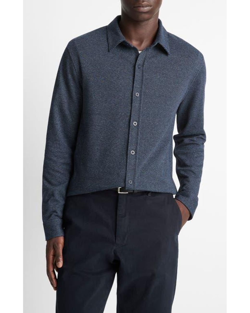 Vince Blue Houndstooth Button-Up Shirt for men