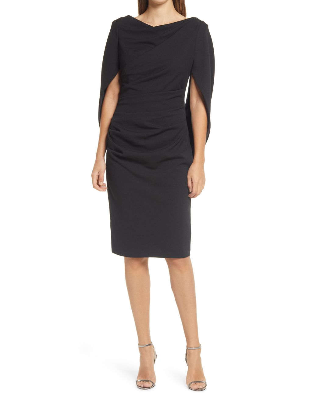 draped back cocktail dress