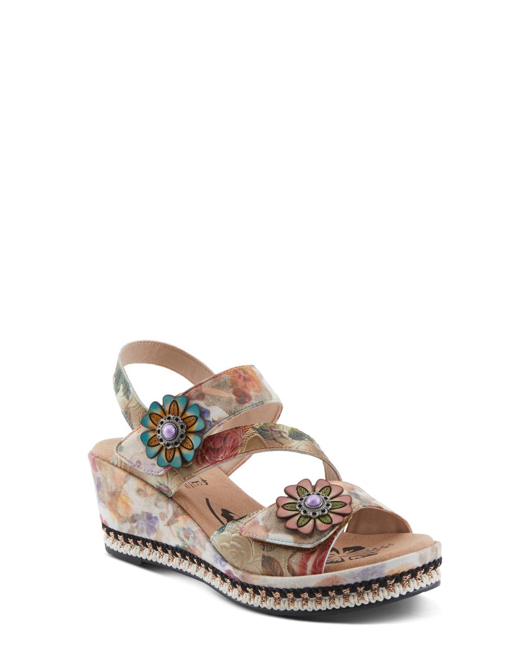 Spring Step Multicolor Blissful Slingback Platform Wedge Sandal