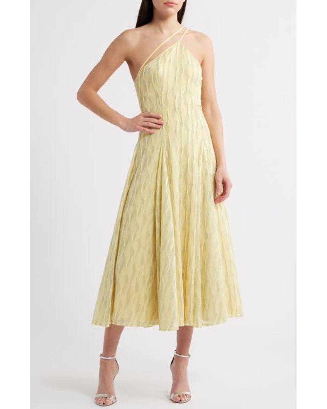 Black Halo Athena Metallic A-Line Dress in Yellow | Lyst