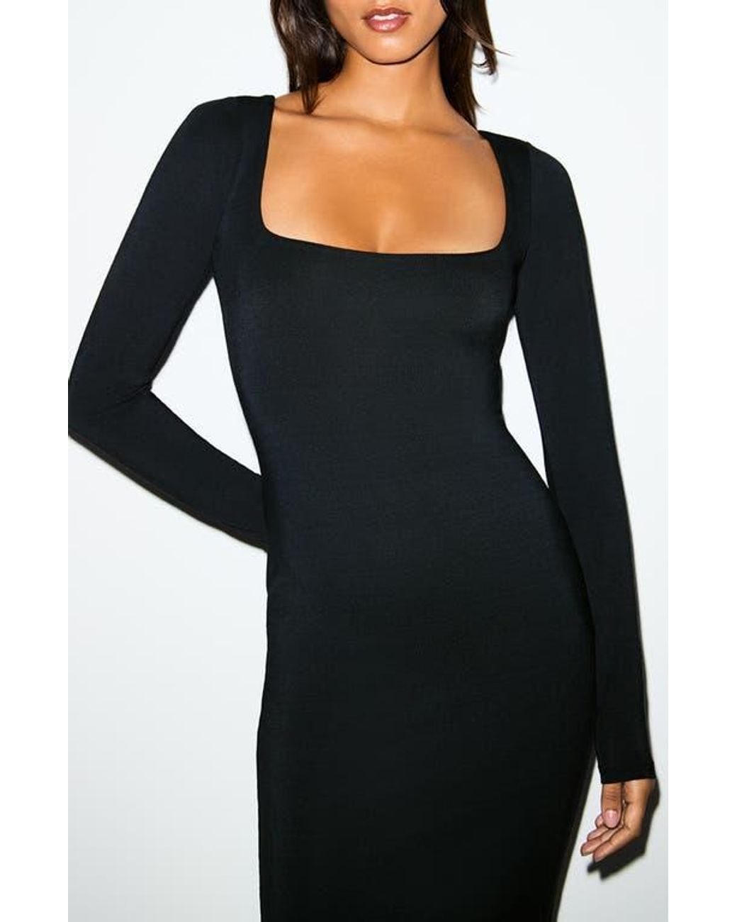 Skims Smooth Layers Long Sleeve Dress in Black | Lyst