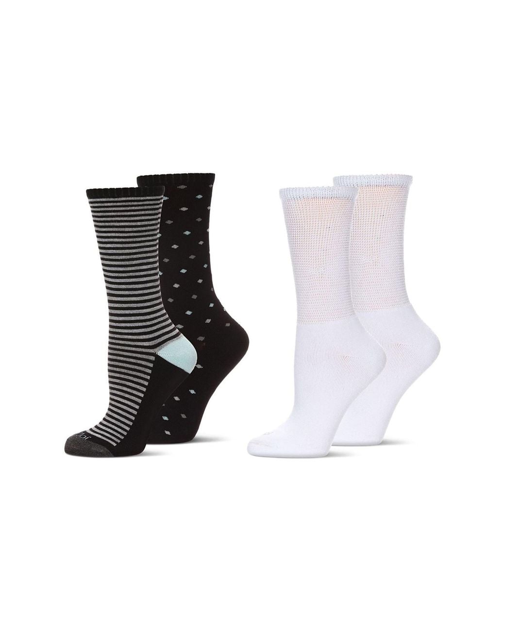 Memoi Multicolor Assorted 4-Pack Diabetic Crew Socks