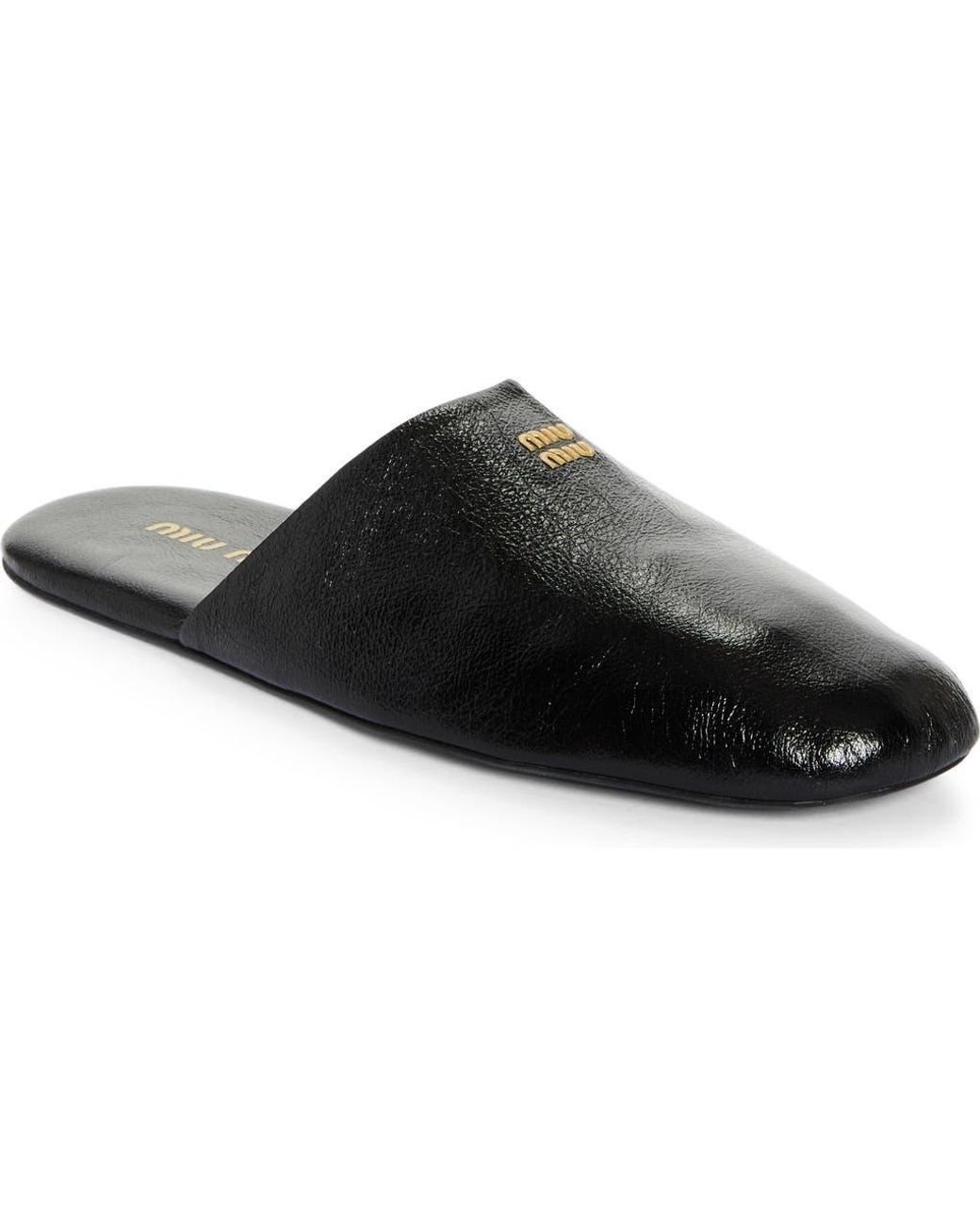 サンダル・ミュール Miu Miu Black Leather Slippers Miu Miu Leather Slippers | Black | FARFETCH
