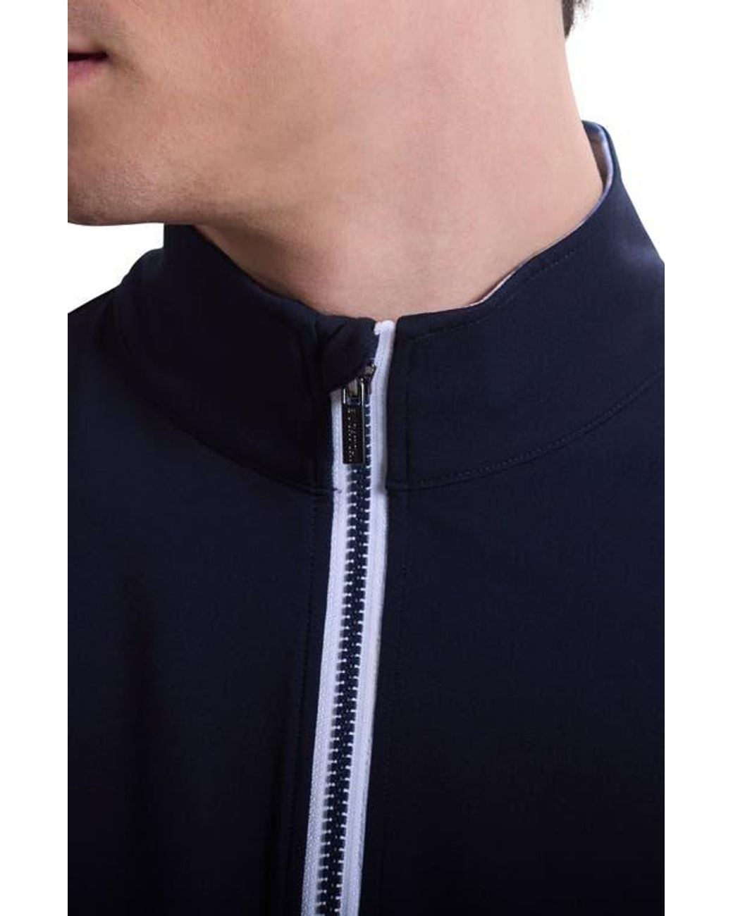 Bugatchi Blue Solid Quarter Zip Pullover for men