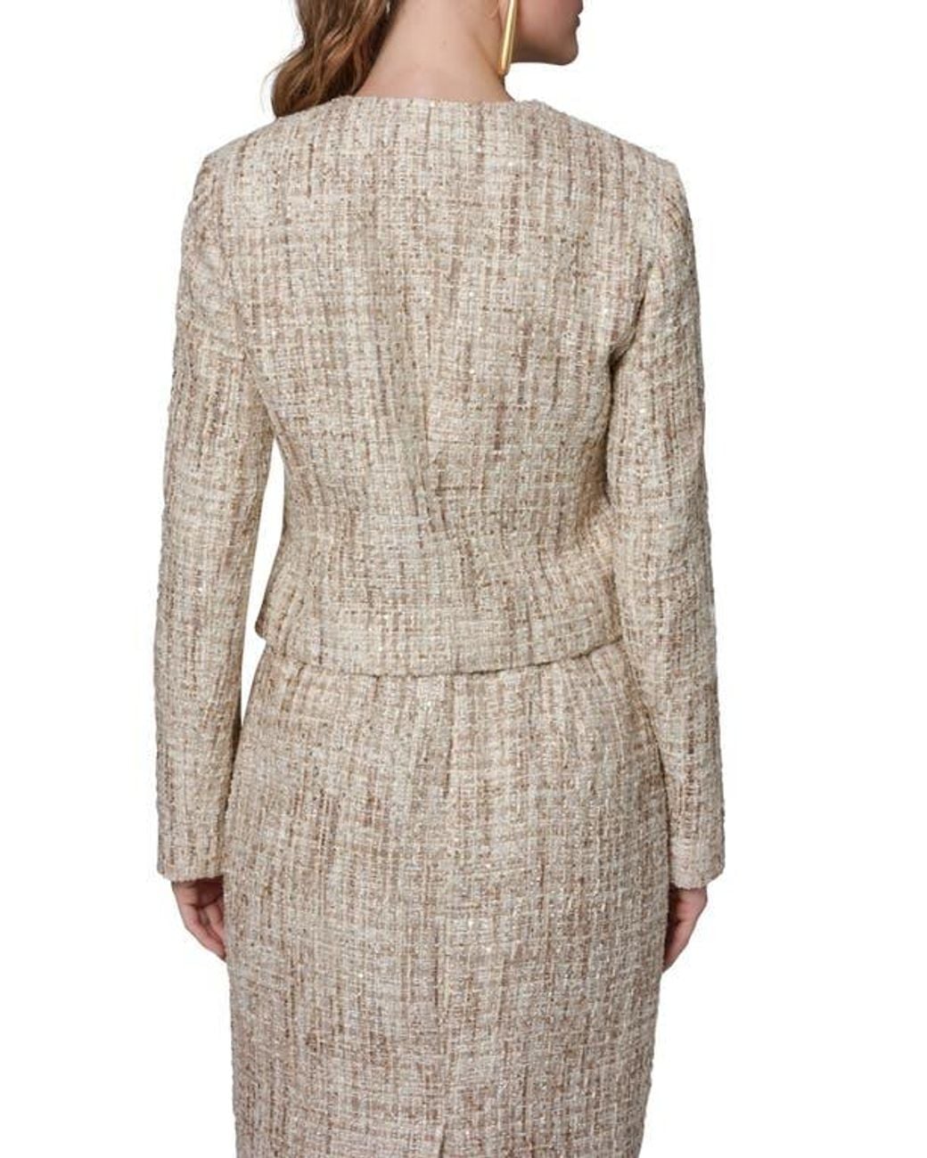 Donna Karan Natural Sequin Tweed Blazer
