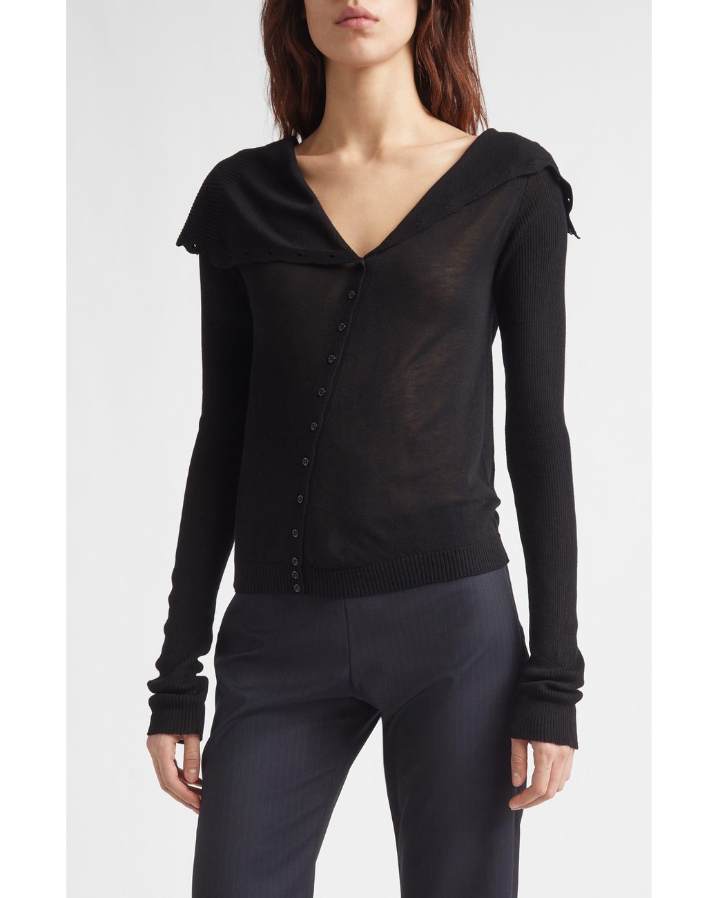 Paloma Wool Black Igna Diagonal Button Sweater