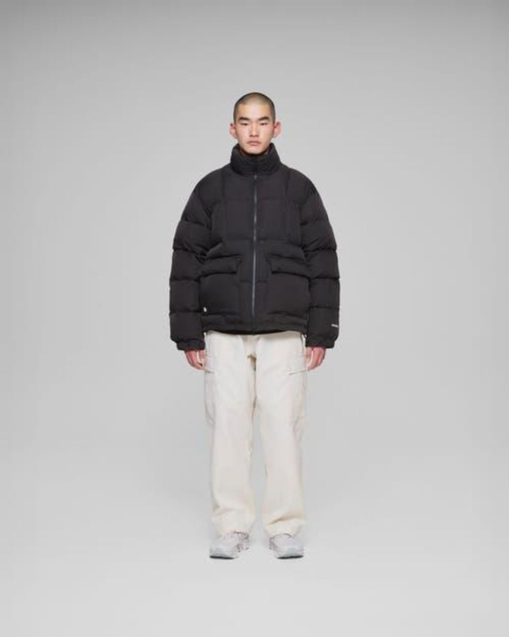 vowels Black Puffer Jacket for men
