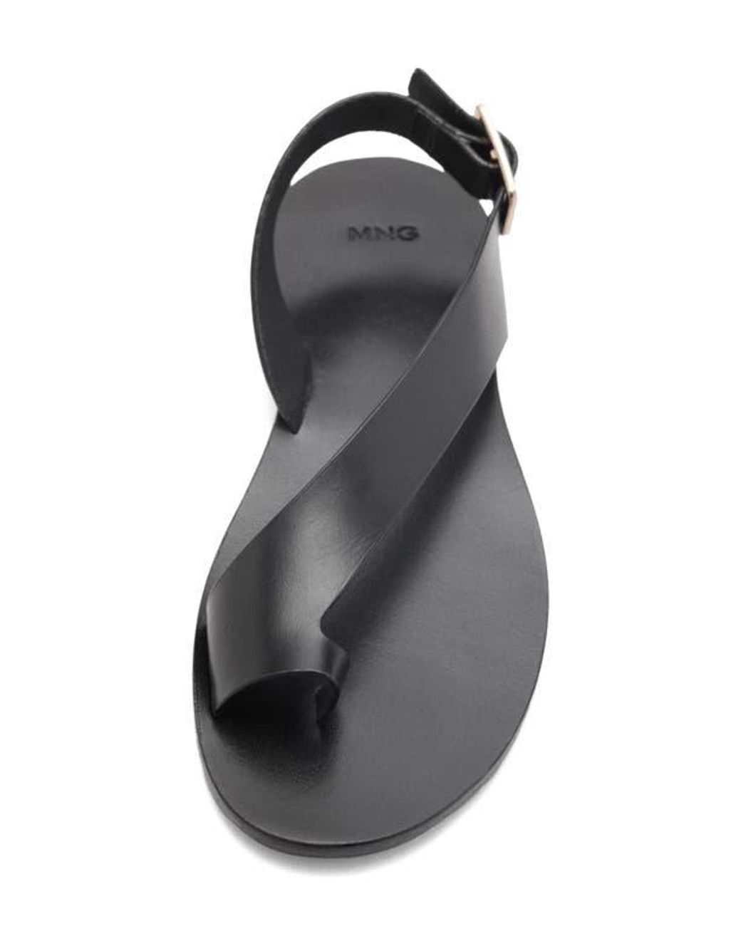 Mango Black Toe Loop Flat Sandal