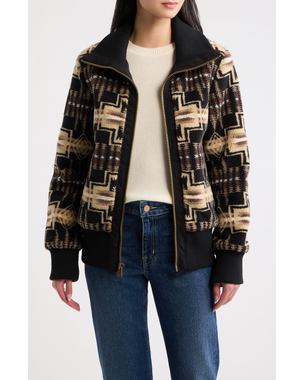 Pendleton Black Foxglove Fleece Bomber Jacket