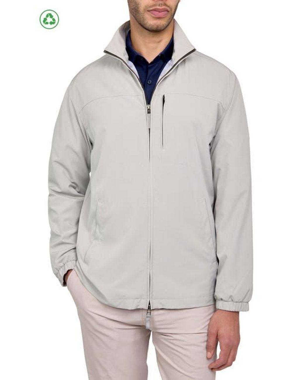 Con.struct Gray Regular Fit Solid Recycled Performance Golf Jacket for men