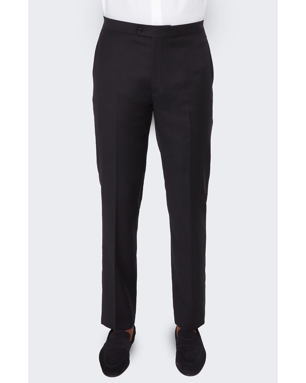 9tofive Blue Solid Wool Tuxedo Pants for men