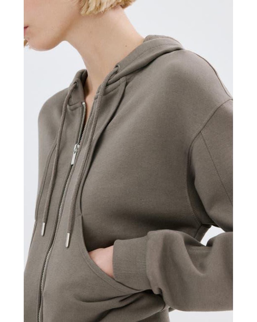 Mango Gray Seamed Terry Zip Hoodie