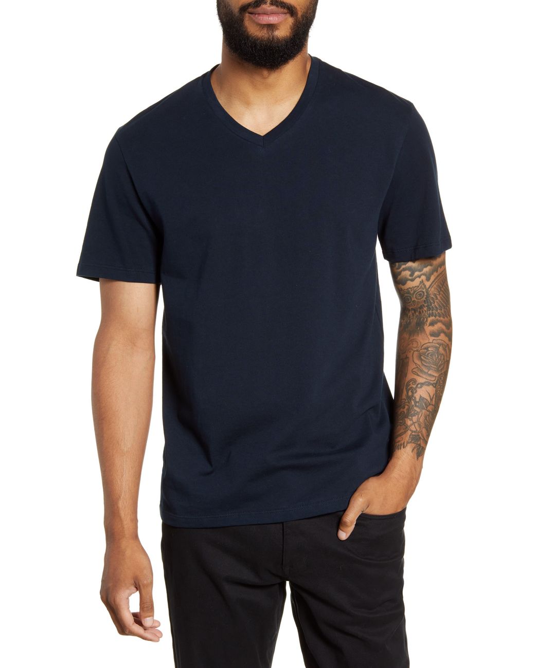 Vince Cotton Regular Fit Garment Dyed V-neck T-shirt in Blue for Men - Lyst