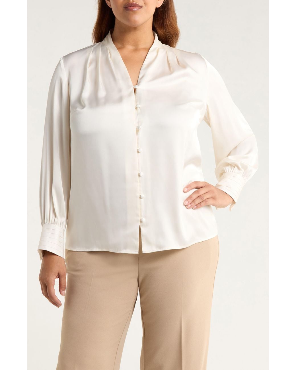 Anne Klein White Pleated Top