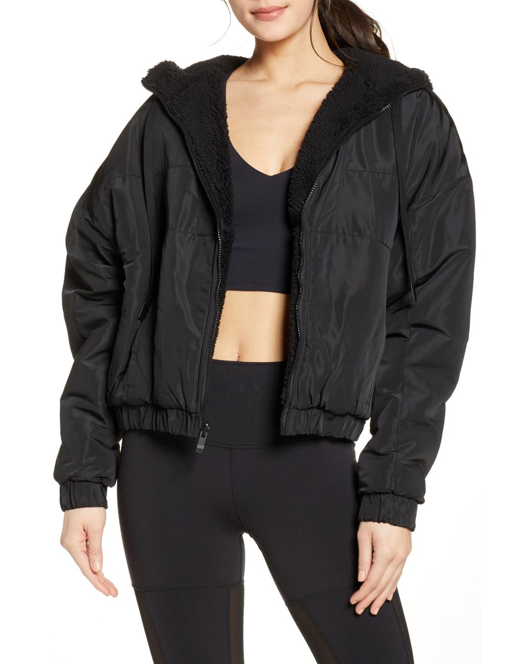 Alo Yoga Fleece Duality Reversible Faux Shearling Jacket in Black - Lyst
