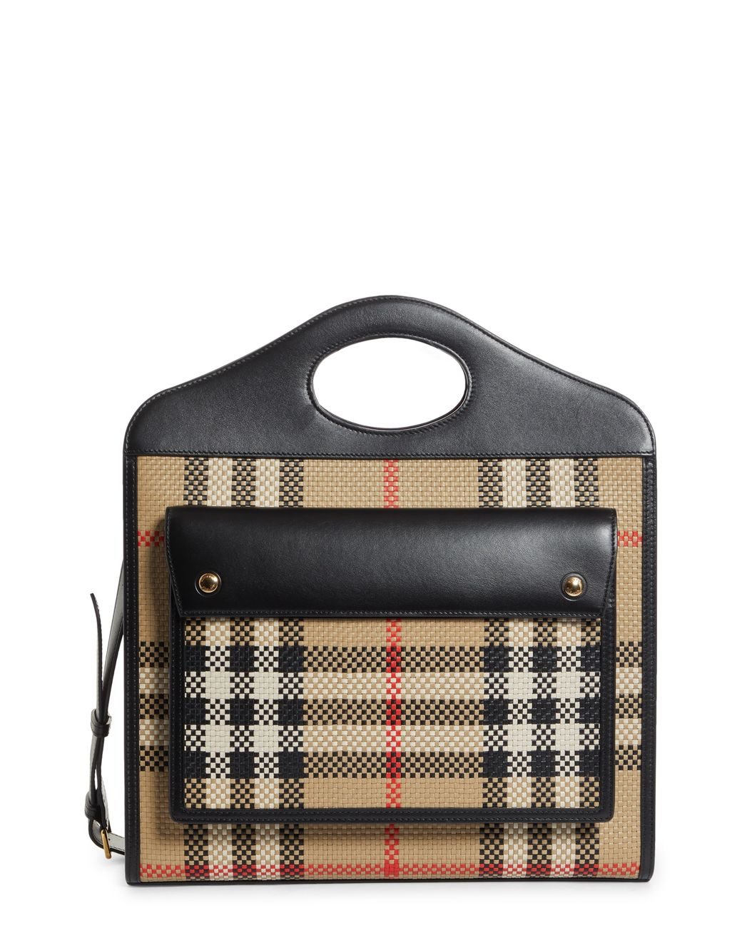 Burberry Medium Check Canvas & Leather Pocket Bag Lyst