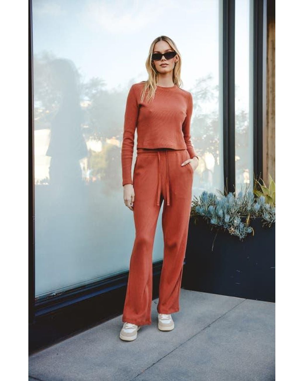 Losano Red Organic Cotton Drawstring Pant