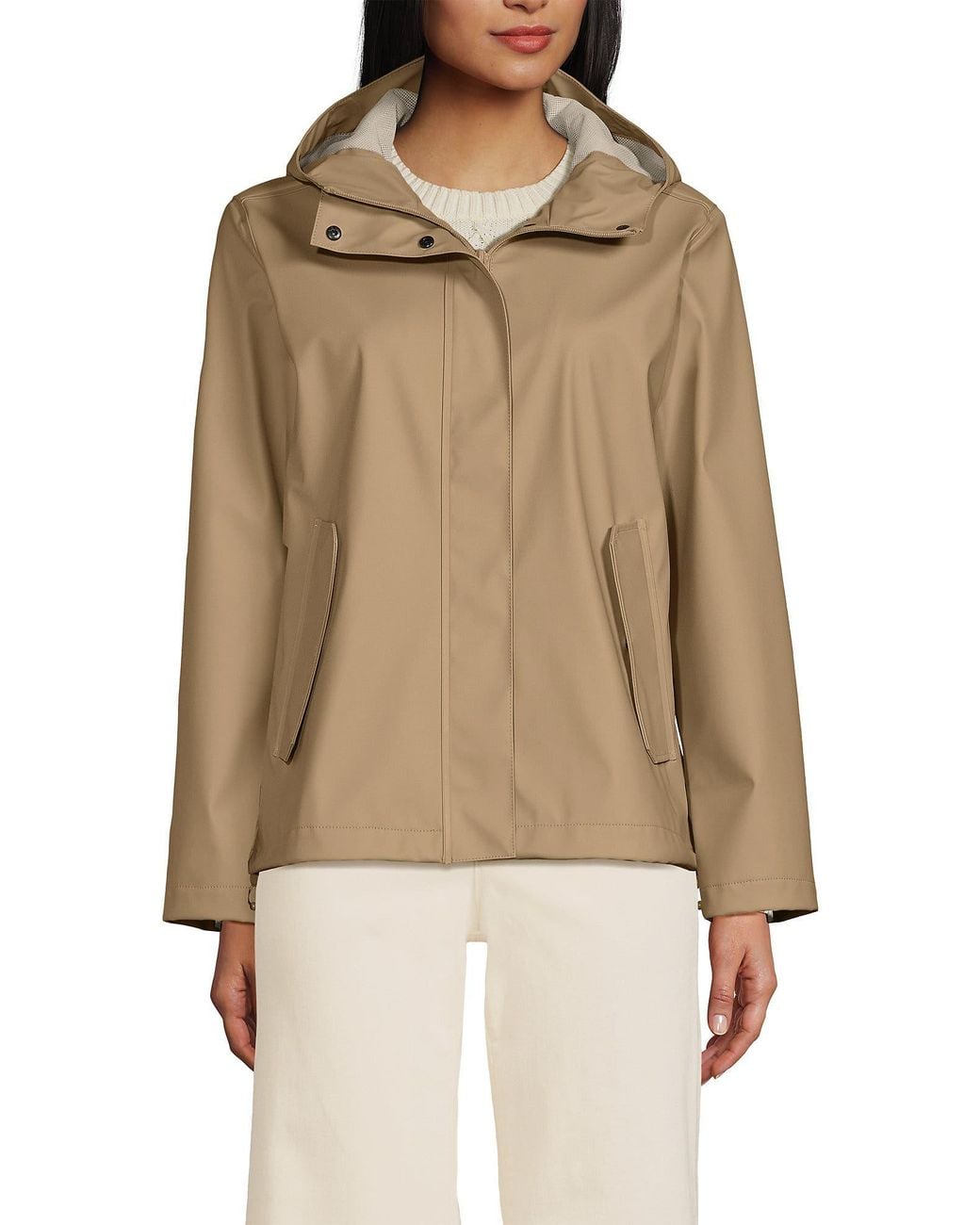 Lands' End Natural Squall Waterproof Rain Slicker Jacket