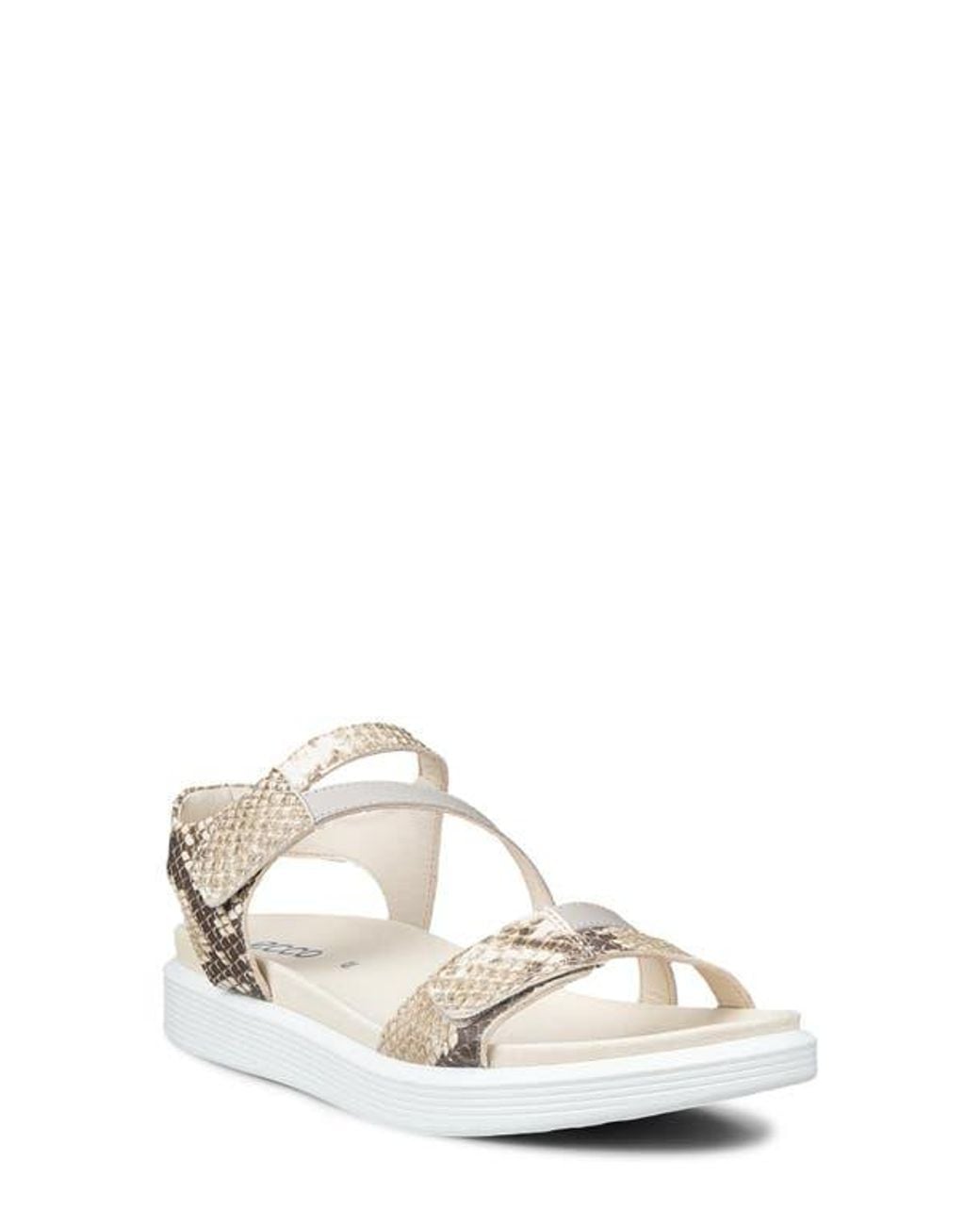 Ecco White Soft Three Strap Sandal