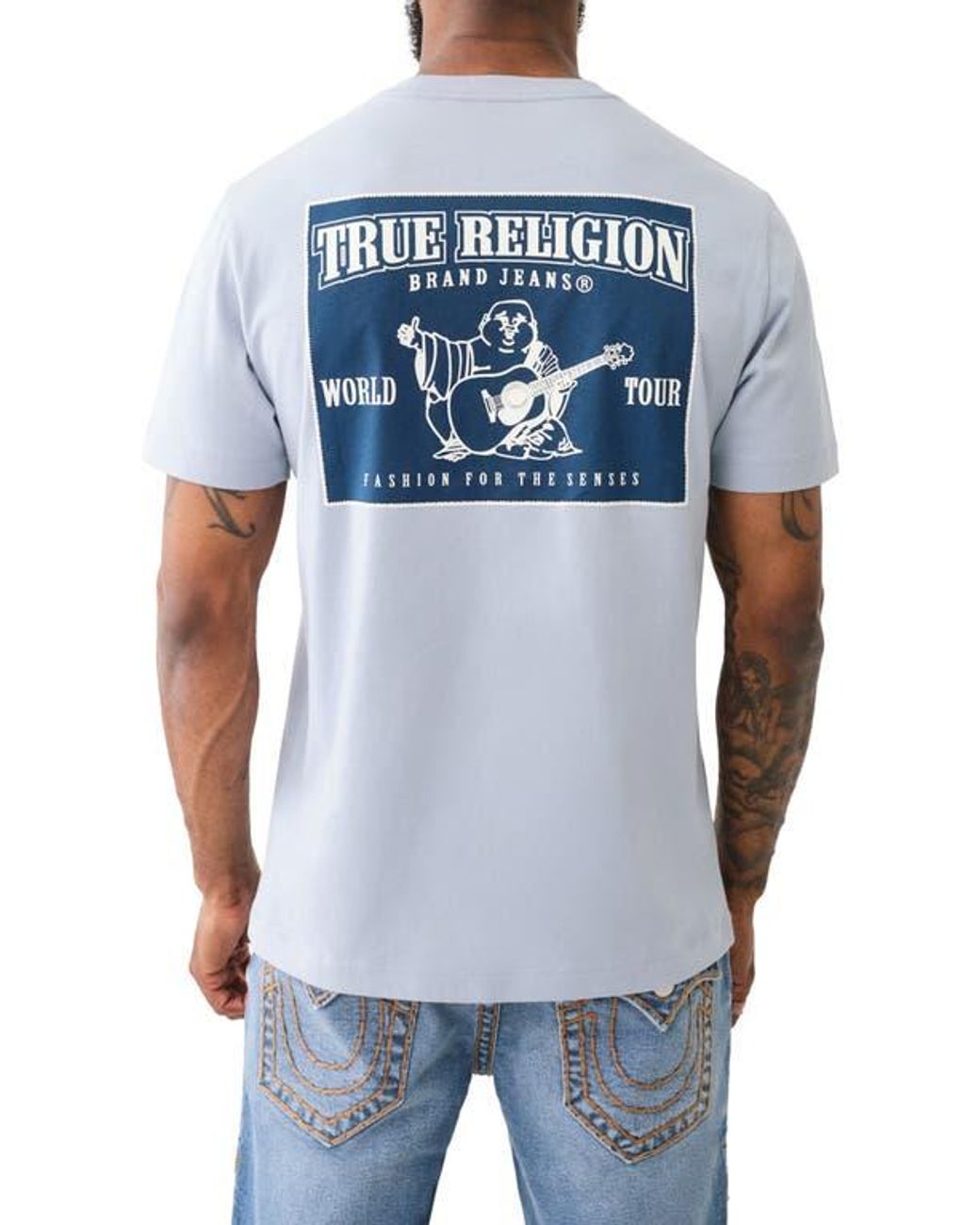 sky blue true religion shirt