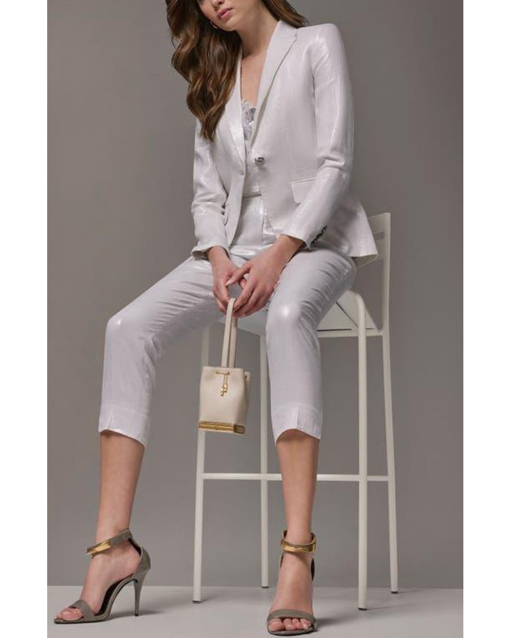 Donna Karan White One-Button Linen Blazer