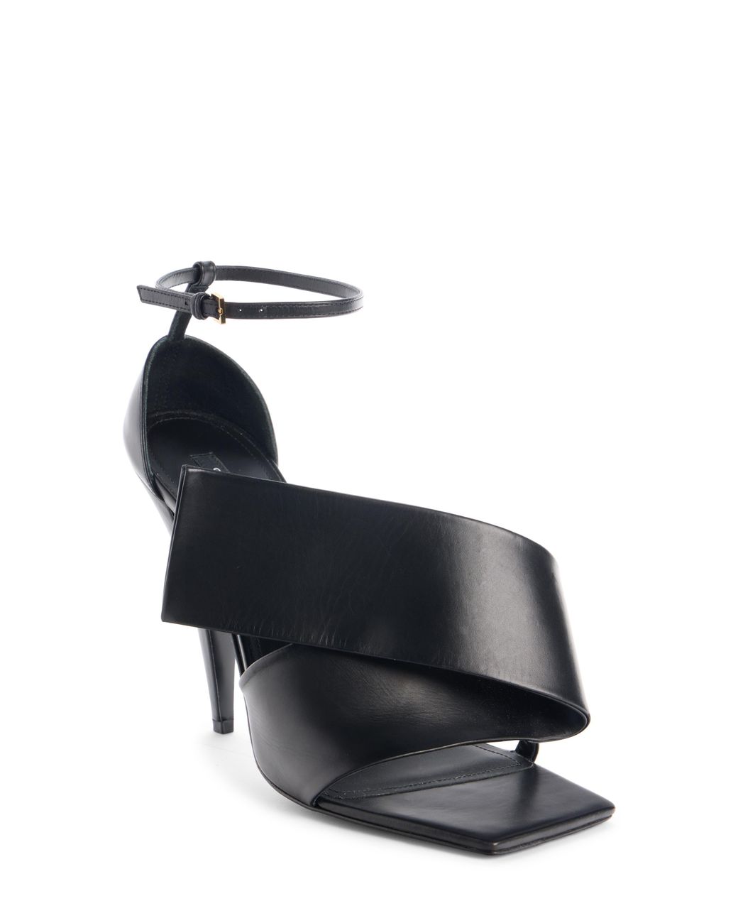 Givenchy Black Twisted Ribbon Ankle Strap Sandal