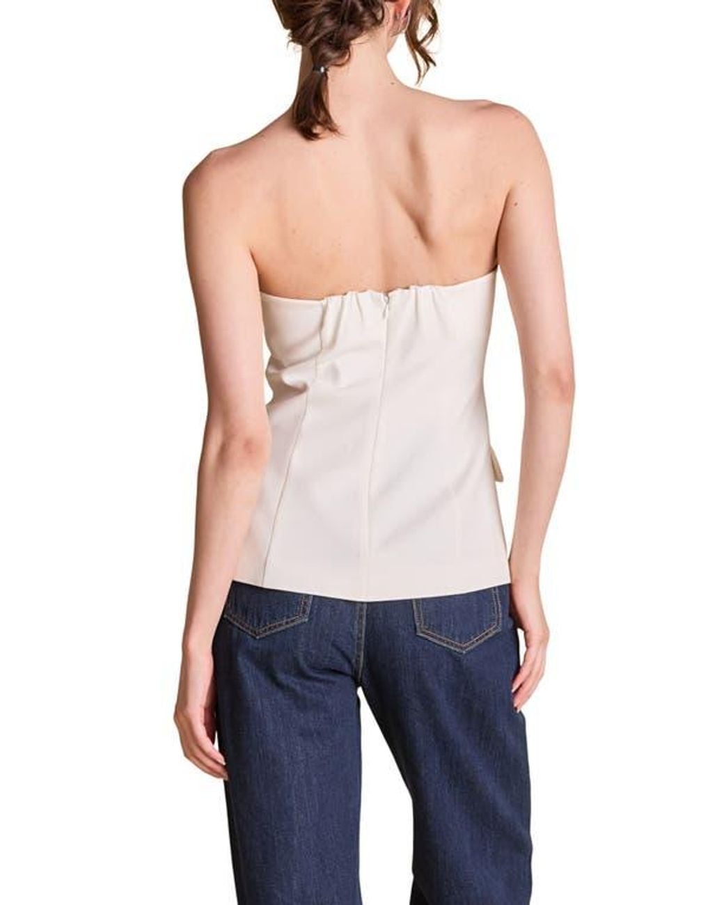 Endless Rose Blue Button Strapless Top