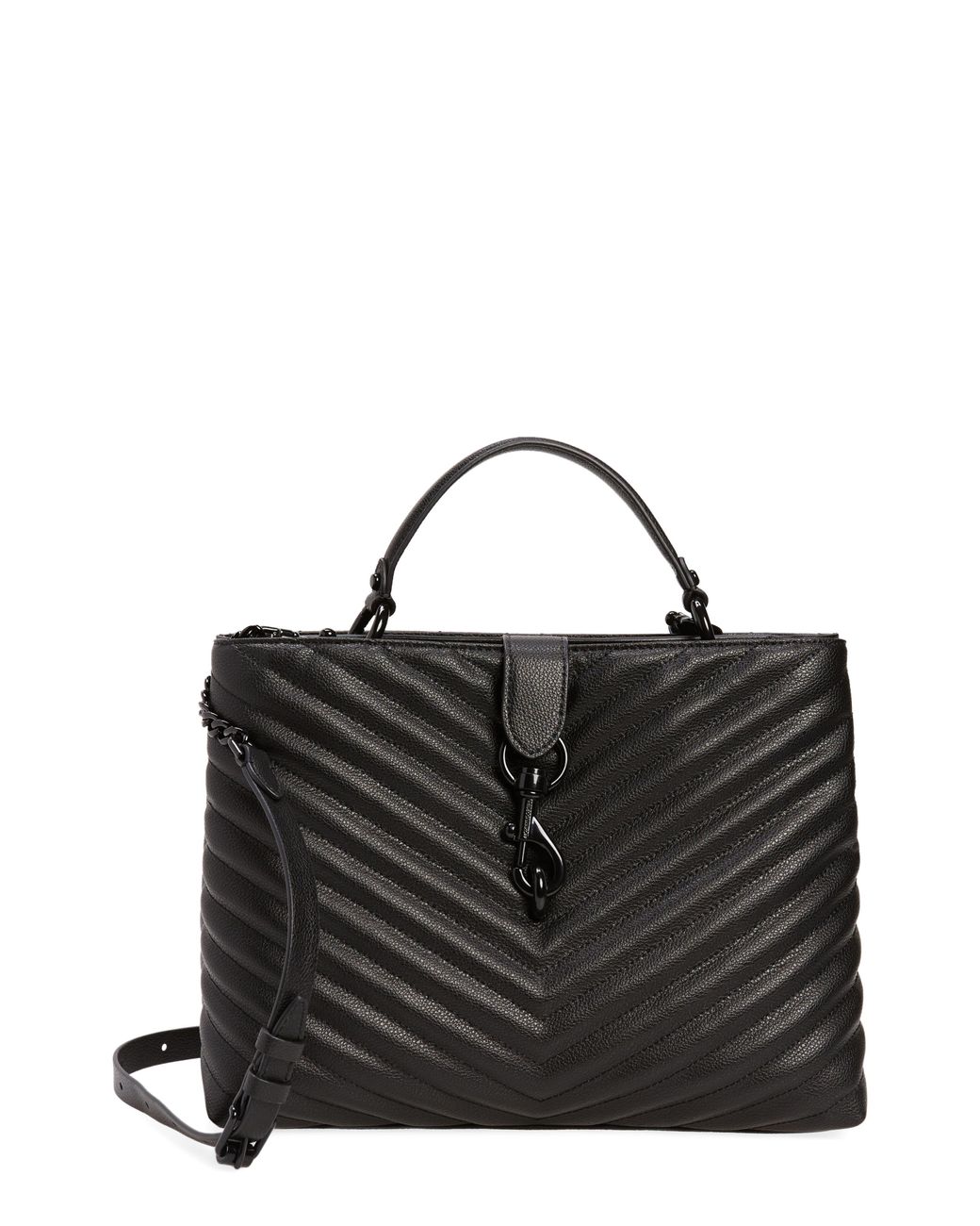 Rebecca Minkoff Edie Large Leather Top Handle Satchel in Black Lyst