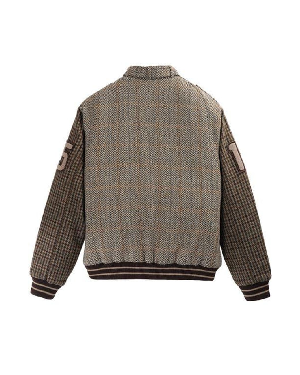 Members Only Brown Tweed Wool Blend Varsity Jacket for men