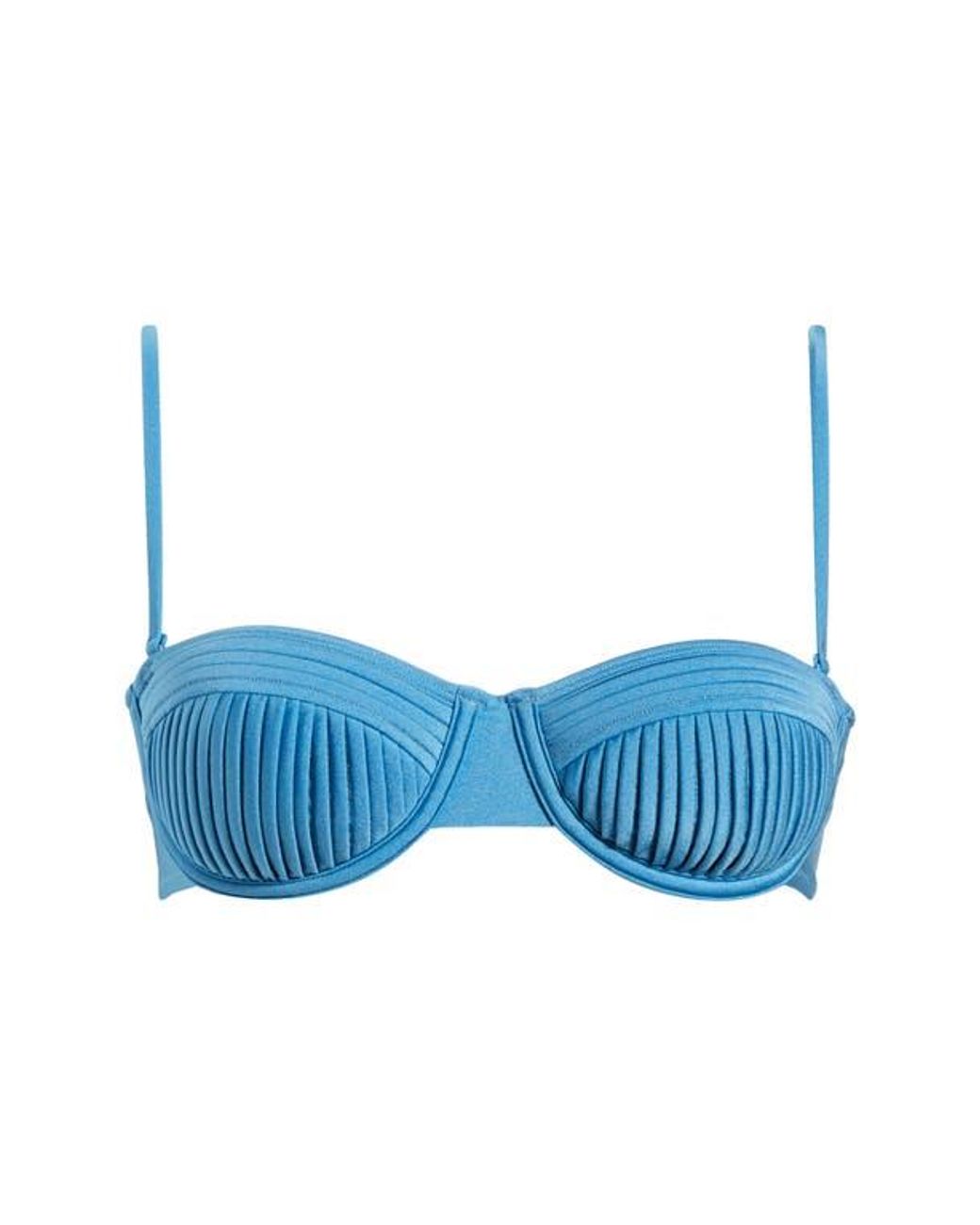 Solid & Striped Blue Solene Pleated Underwire Bikini Top
