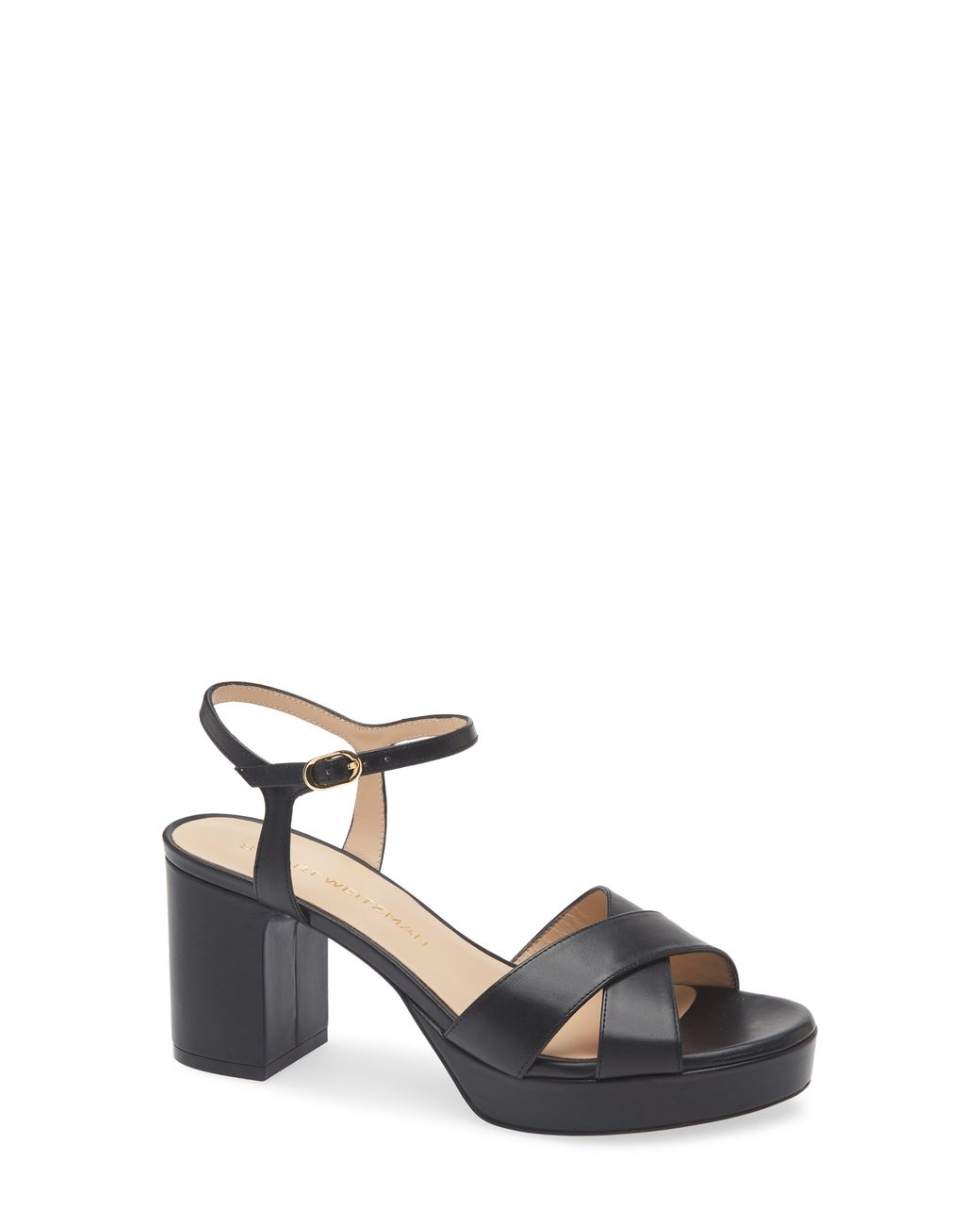 Stuart Weitzman Black Dayna Ankle Strap Platform Sandal