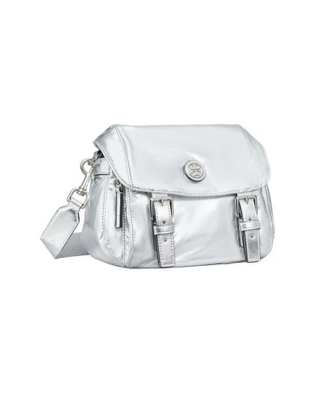 Tory Burch Small Virginia Metallic Nylon Messenger Bag | Lyst