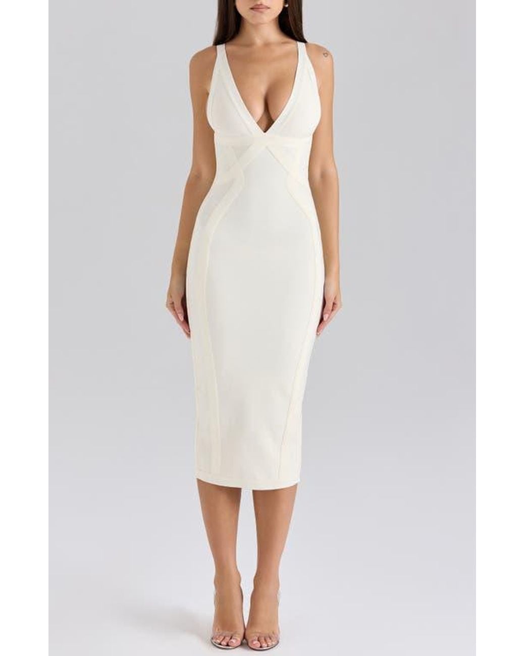 House Of Cb The Classic Midi Bandage Dress in White | Lyst