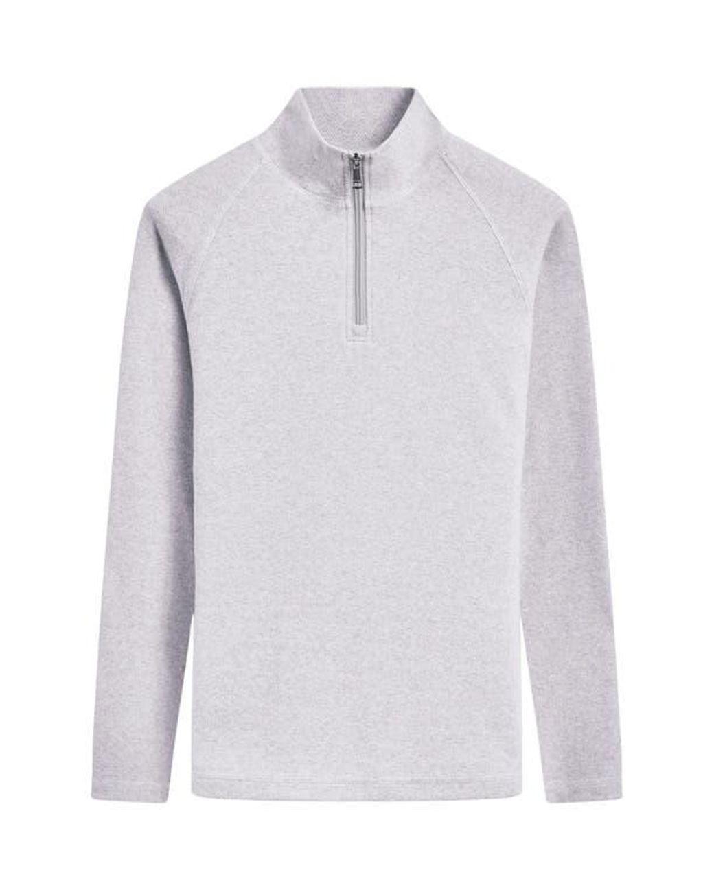 Bugatchi White Quarter Zip Pullover for men