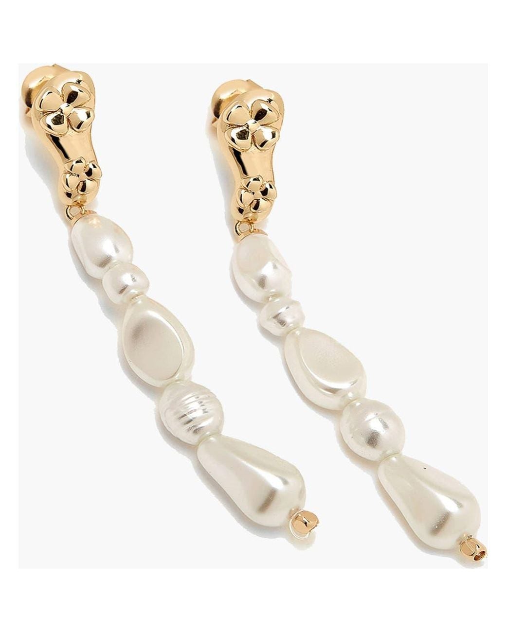 Yoj Metallic Pearl Eclo Drop Earrings