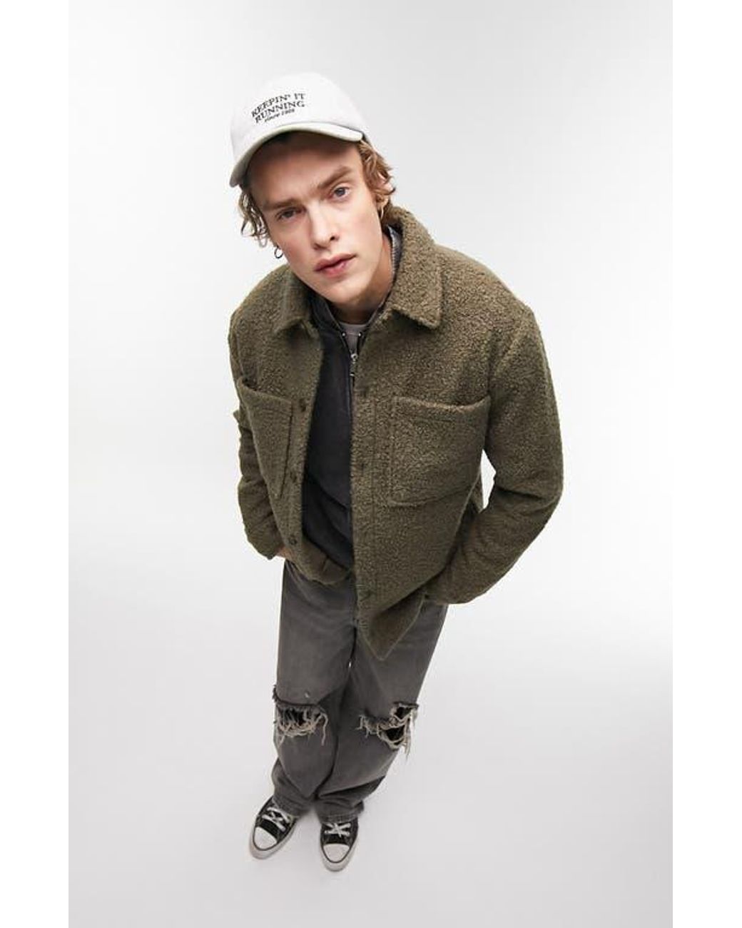 Topman Green Shacket for men