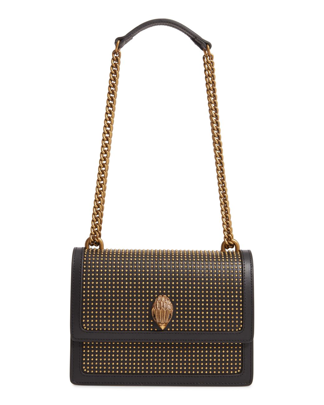 Borsa A Tracolla Rotonda Piccola Kurt Geiger London Shoreditch – Pelle Nera Effetto Vernice E Stampa Coccodrillo - Foto 4